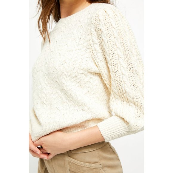 Free People Sweaters - NWT Free People Villa Cable Pullover / Ivory